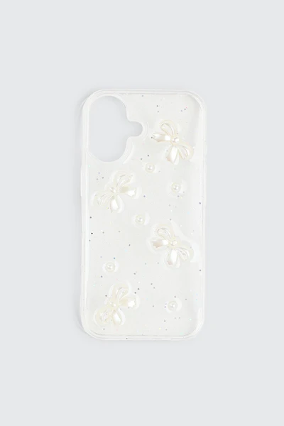 Ardene Glitter Bow iPhone 16 Case in Clear