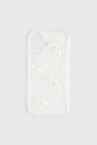 Ardene Glitter Bow iPhone 16 Case in Clear