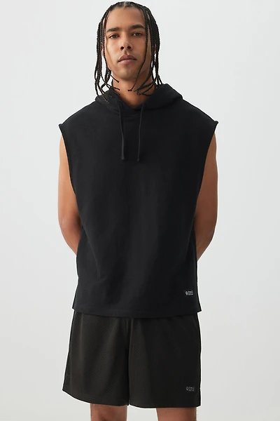 Ardene Man Black Hooded Muscle Top For Men | Size Medium | Polyester/Cotton