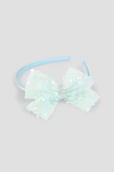 Ardene Kids Light Blue Sequin Bow Headband