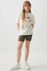 Ardene Kids Super Soft Biker Shorts in Khaki | Size Large | Polyester/Spandex