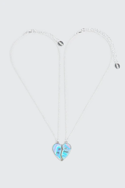 Ardene Kids 2-Pack Broken Heart BFF Necklaces in Light Blue