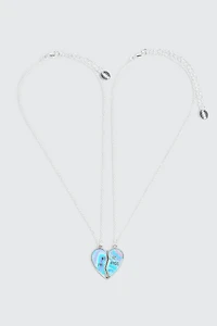 Ardene Kids 2-Pack Broken Heart BFF Necklaces in Light Blue