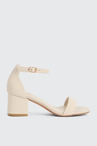 Ardene Faux Suede Bloc Heel Sandals in Beige | Size | Eco-Conscious