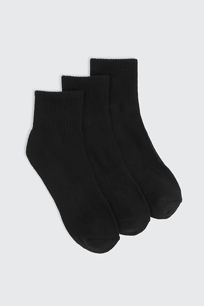 Ardene 3-Pack Athletic Demi Crew Socks in | Polyester/Cotton/Elastane