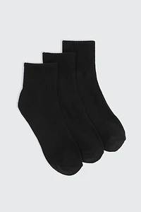 Ardene 3-Pack Athletic Demi Crew Socks in | Polyester/Cotton/Elastane
