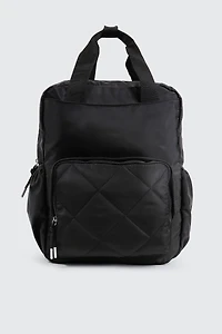 Ardene Nylon Backpack with Quilted Pocket in Black | 100% Recycled Polyester | Eco-Conscious