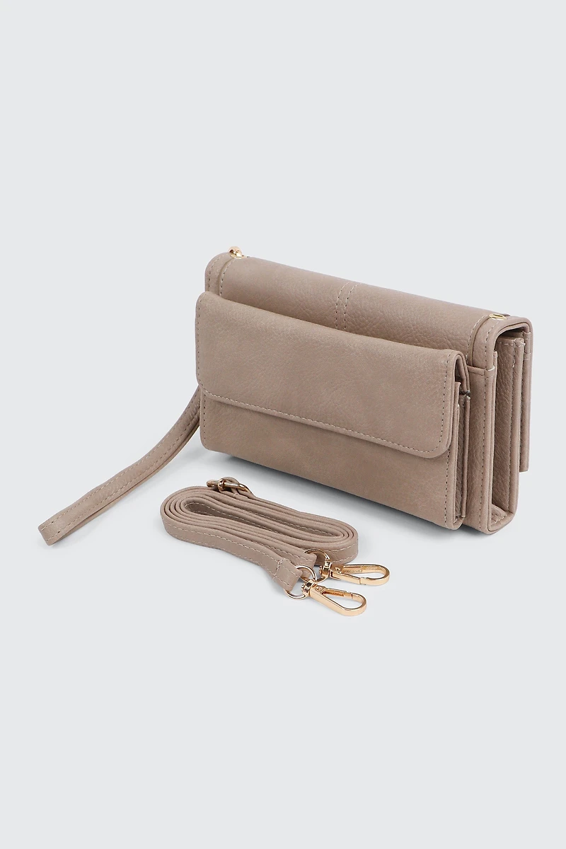 Portefeuille à rabat et bandoulière