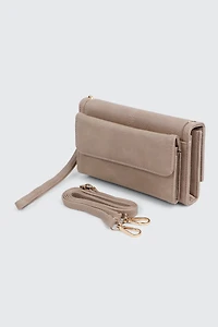 Portefeuille à rabat et bandoulière