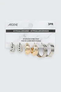 3 paires d'anneaux nervurés