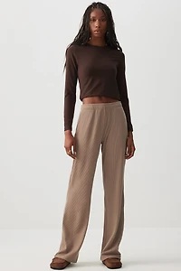 Ardene Waffle Knit Lounge Pants in Beige | Size | Polyester/Spandex