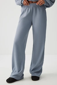 Ardene Waffle Knit Lounge Pants in Light Blue | Size | Polyester/Spandex