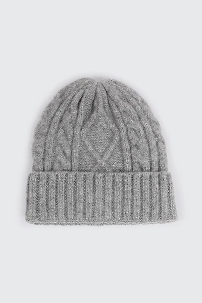 Ardene Cable Knit Beanie in Grey | Nylon/Spandex