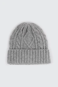 Ardene Cable Knit Beanie in Grey | Nylon/Spandex
