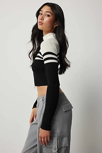 Cardigan deux tons à glissière