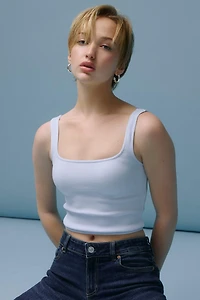 Ardene Basic Crop Seamless Tank Top in Light Blue | Size | Nylon/Elastane | Eco-Conscious