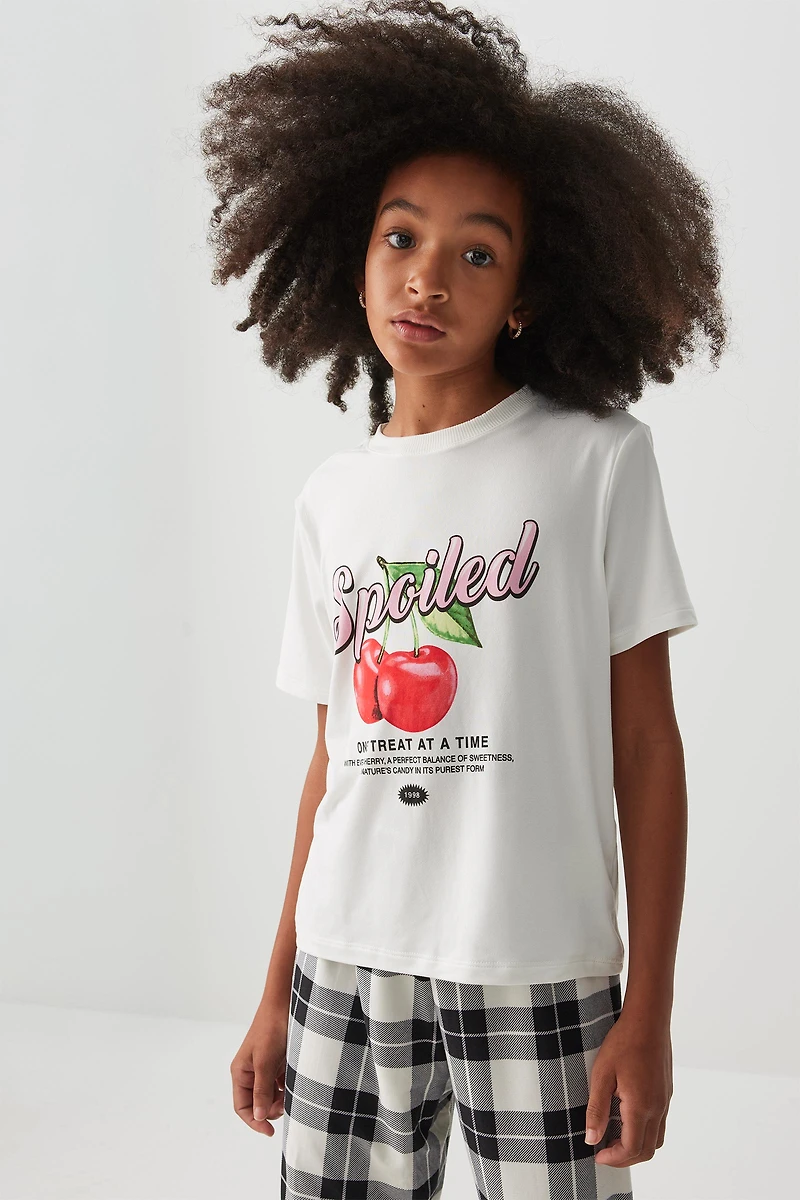 Ardene Kids HUSHKNIT PJ Top in White | Size | Polyester/Spandex | Eco-Conscious