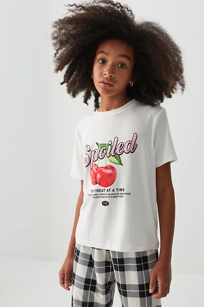 Ardene Kids HUSHKNIT PJ Top in White | Size | Polyester/Spandex | Eco-Conscious