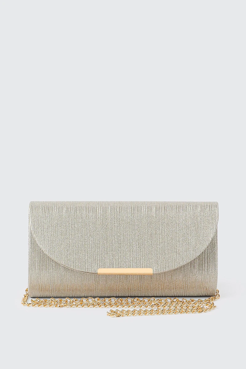 Ardene Shiny Envelope Clutch in Gold | Polyester