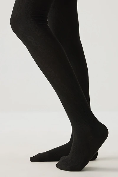 Ardene Cable Knit Tights in Black | Size Small | Nylon/Spandex