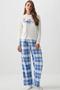 Ardene Stitch PJ Set in Medium Blue | Size | Polyester