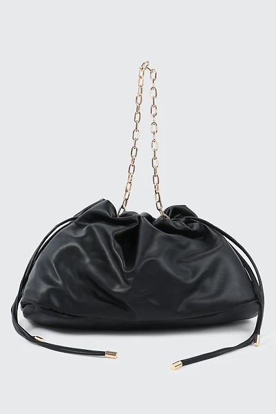 Ardene Faux Leather Shoulder Bag in Black | Faux Leather/Polyester
