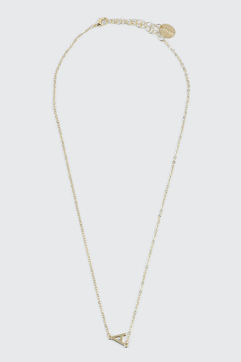 Collier initiale A plaqué or 14K