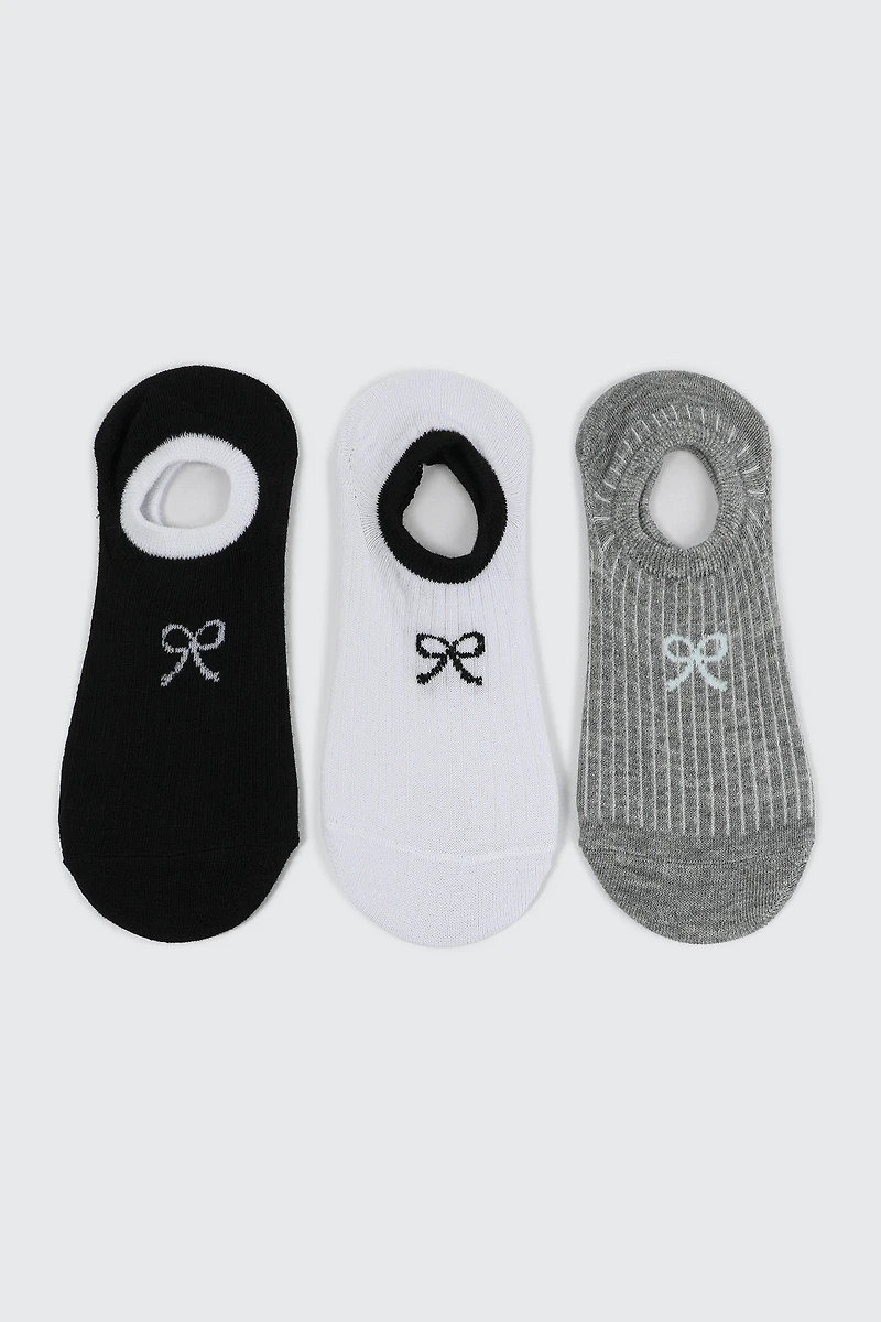 Ardene 3-Pack Bow Print Shoe Liners | Polyester/Elastane