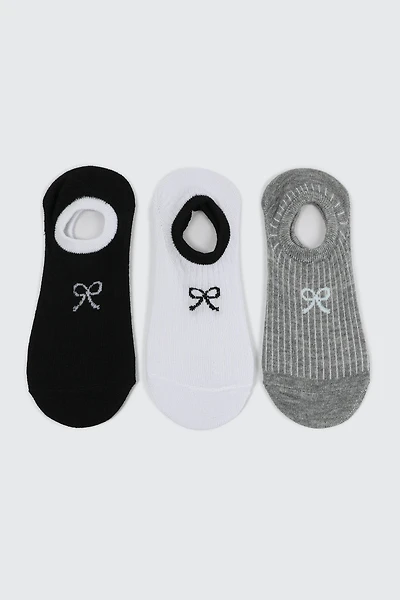 Ardene 3-Pack Bow Print Shoe Liners | Polyester/Elastane