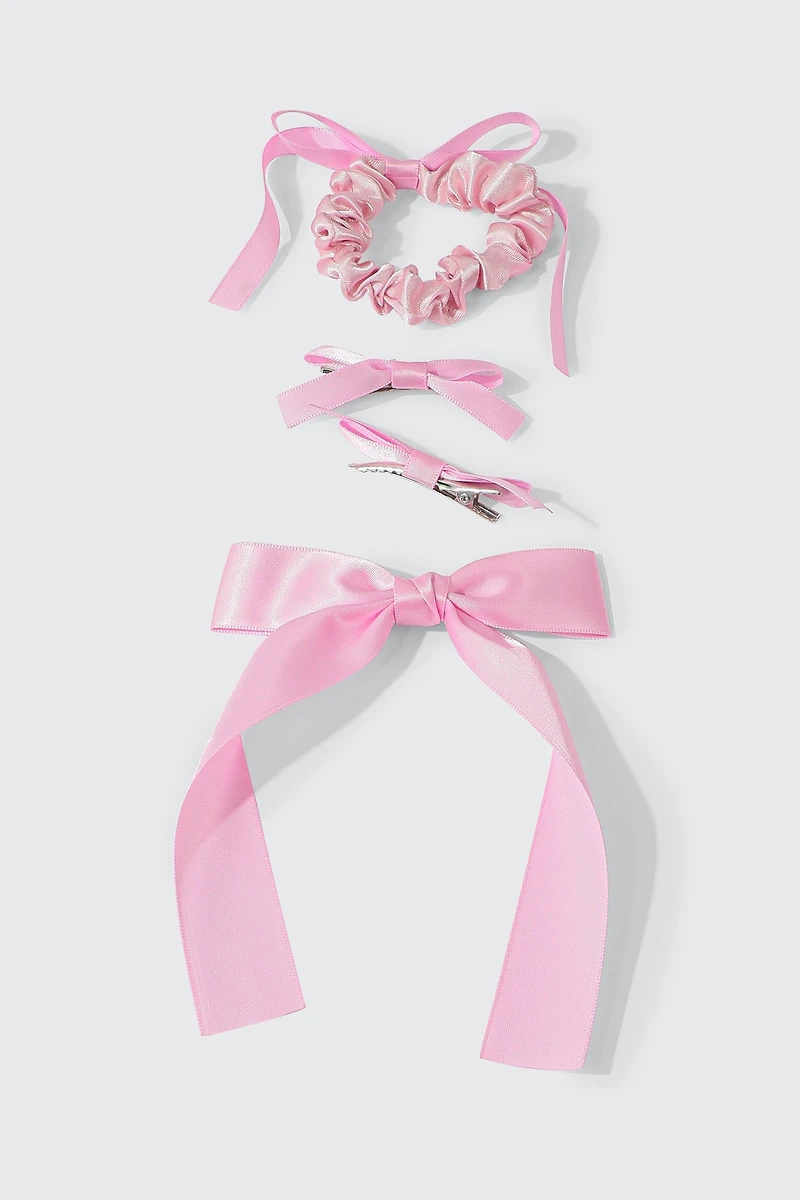 Ardene Kids 4-Pack Hair Bows in Light Pink