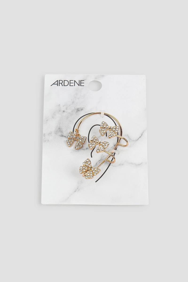 Ardene Butterfly & Bow Ear Cuff in Gold