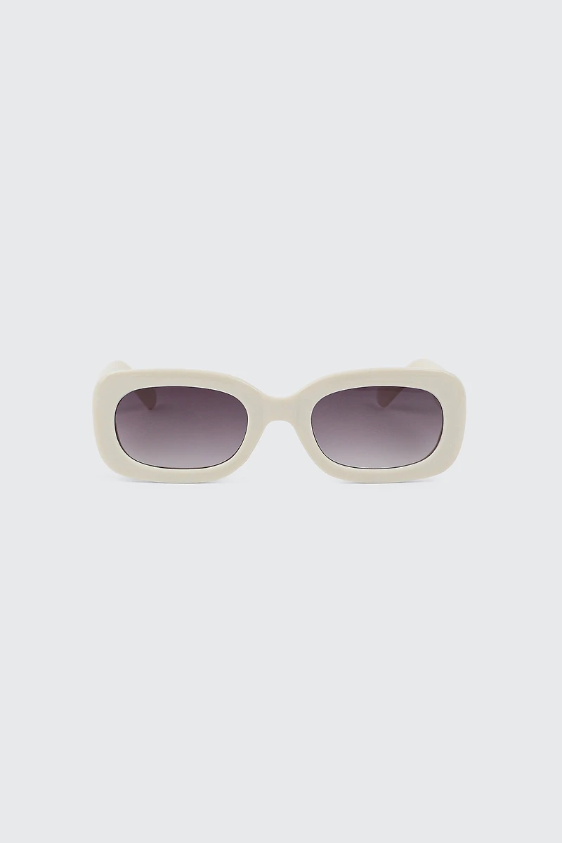 Ardene Rounded Rectangle Sunglasses in Beige