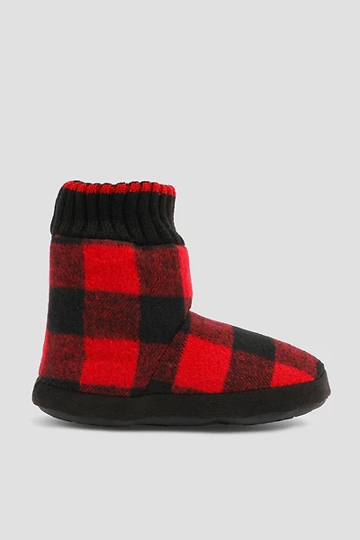 Ardene Plaid Bootie Slippers in Red | Size | Eco-Conscious