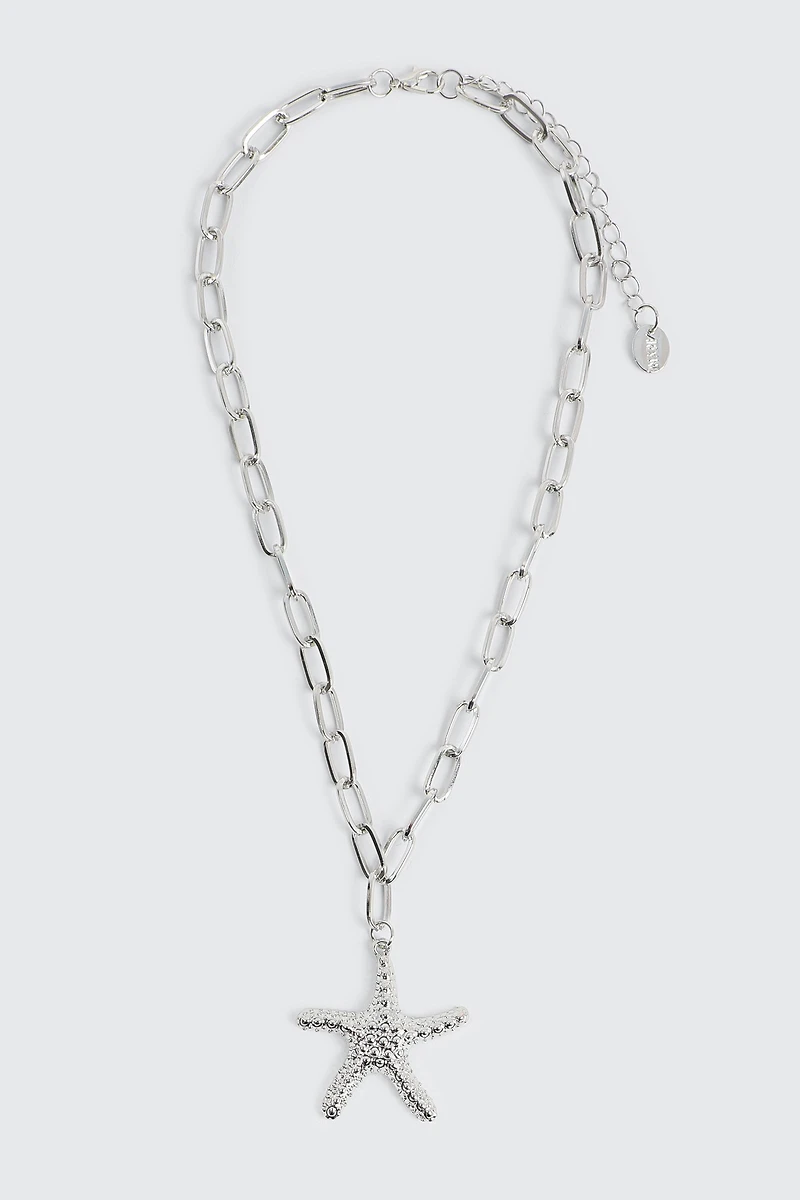 Collier volumineux à pendentif étoile de mer