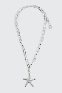 Collier volumineux à pendentif étoile de mer