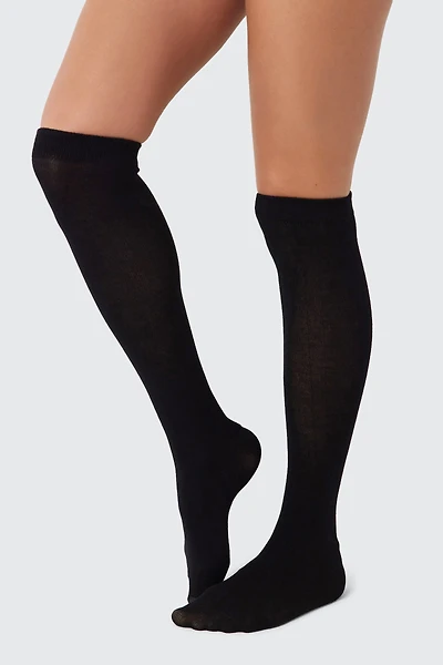 Ardene Bamboo Rayon Knee High Socks in Black | Polyester/Rayon/Spandex | Eco-Conscious