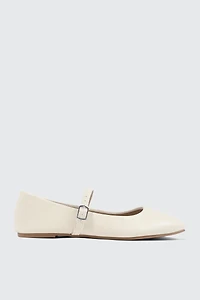 Ardene Square Toe Mary Jane Flats in Beige | Size 6 | Faux Suede