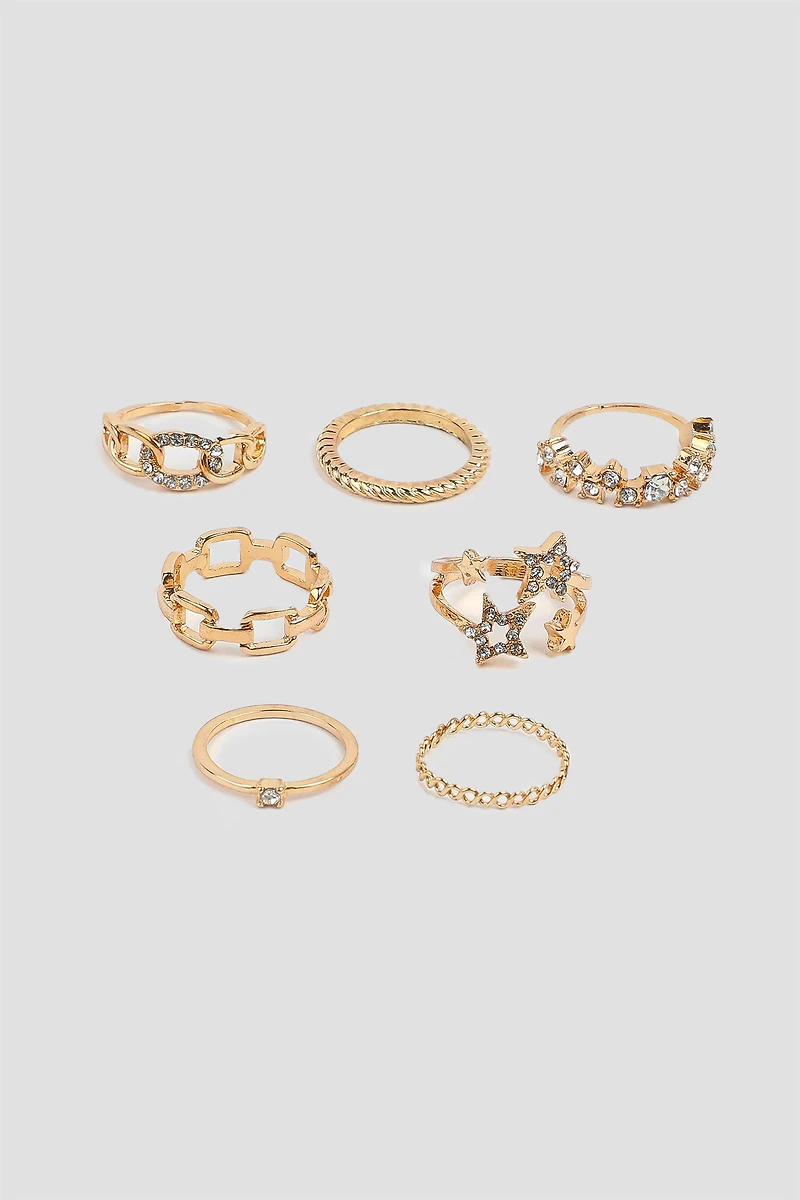 Ardene -Pack Celestial Rings in Gold | Size