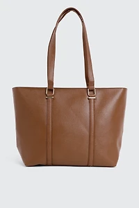 Ardene Large Tote Bag in Brown | Faux Leather