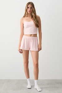 Ardene Super Soft Rib PJ Shorts in Light Pink | Size | Polyester/Spandex | Eco-Conscious