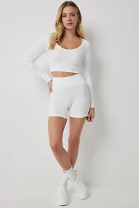 T-shirt ultracourt à manches longues sans coutures