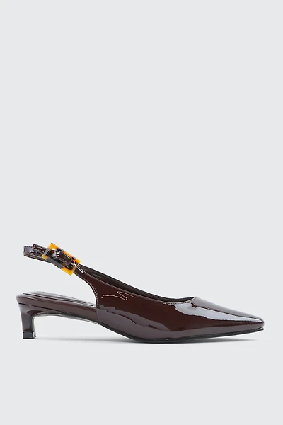 Ardene Kitten Heel Slingback Pumps in Brown | Size | Faux Leather