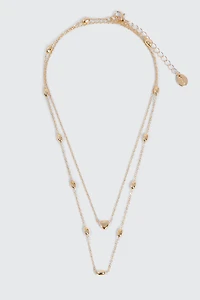 Ardene Two-Row Heart Necklace in Gold | Eco-Conscious