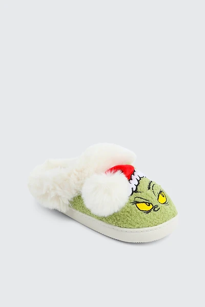 Ardene Kids The Grinch Slippers in Light Green | Size Small | Polyester