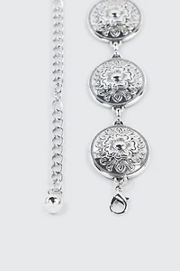 Ceinture chaîne médaillons floraux