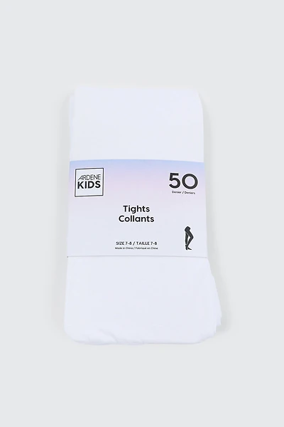 Ardene Kids Opaque Tights in White | Size Small | Nylon/Spandex