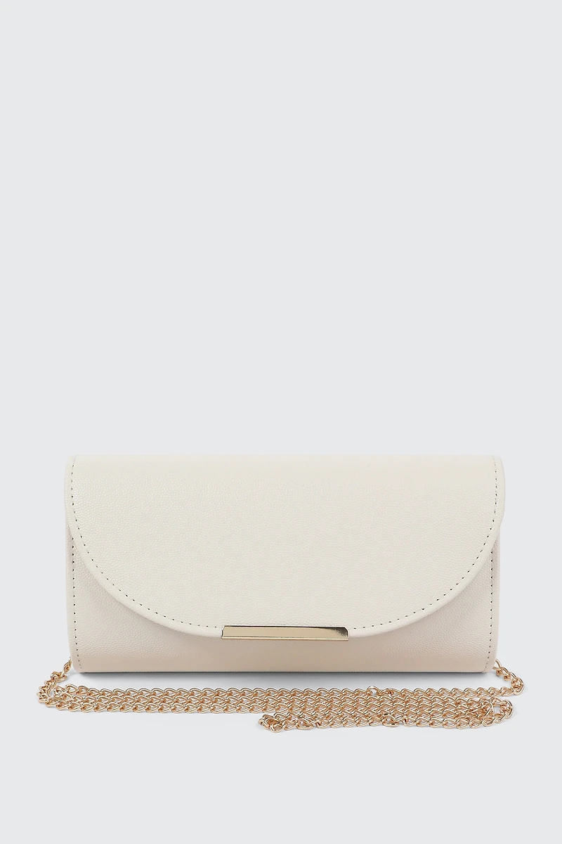 Ardene Faux Leather Envelope Clutch in Off-White | Faux Leather/Polyester