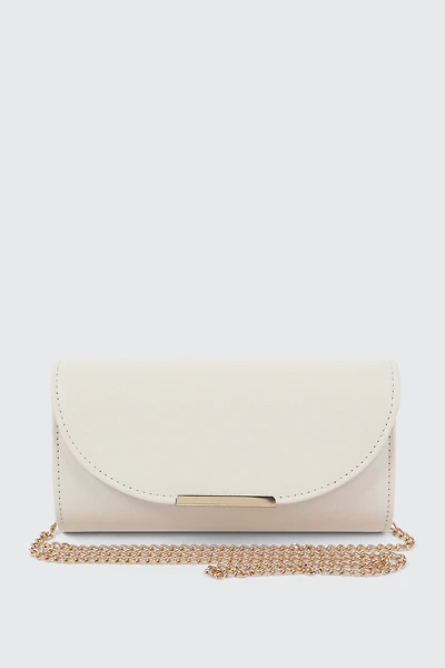Ardene Faux Leather Envelope Clutch in Off-White | Faux Leather/Polyester