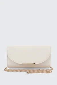 Ardene Faux Leather Envelope Clutch in Off-White | Faux Leather/Polyester