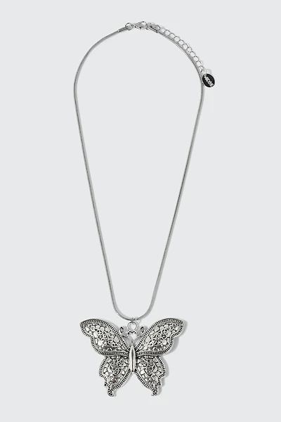 Ardene Butterfly Cord Necklace in Silver